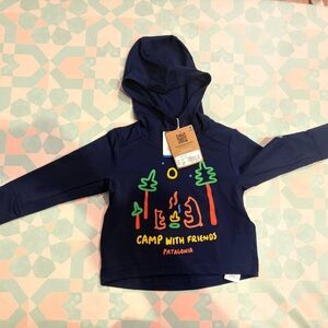 NWT Patagonia Navy Hoodie with Colorful Camp Graphic